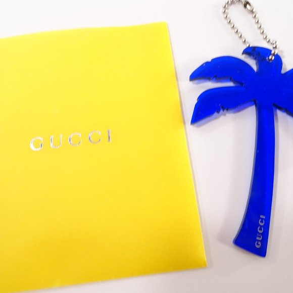 Gucci Blue Lucite Palm Tree Keychain in bag - Picture 3 of 15